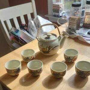 Floral Teapot Set with Six Cups
